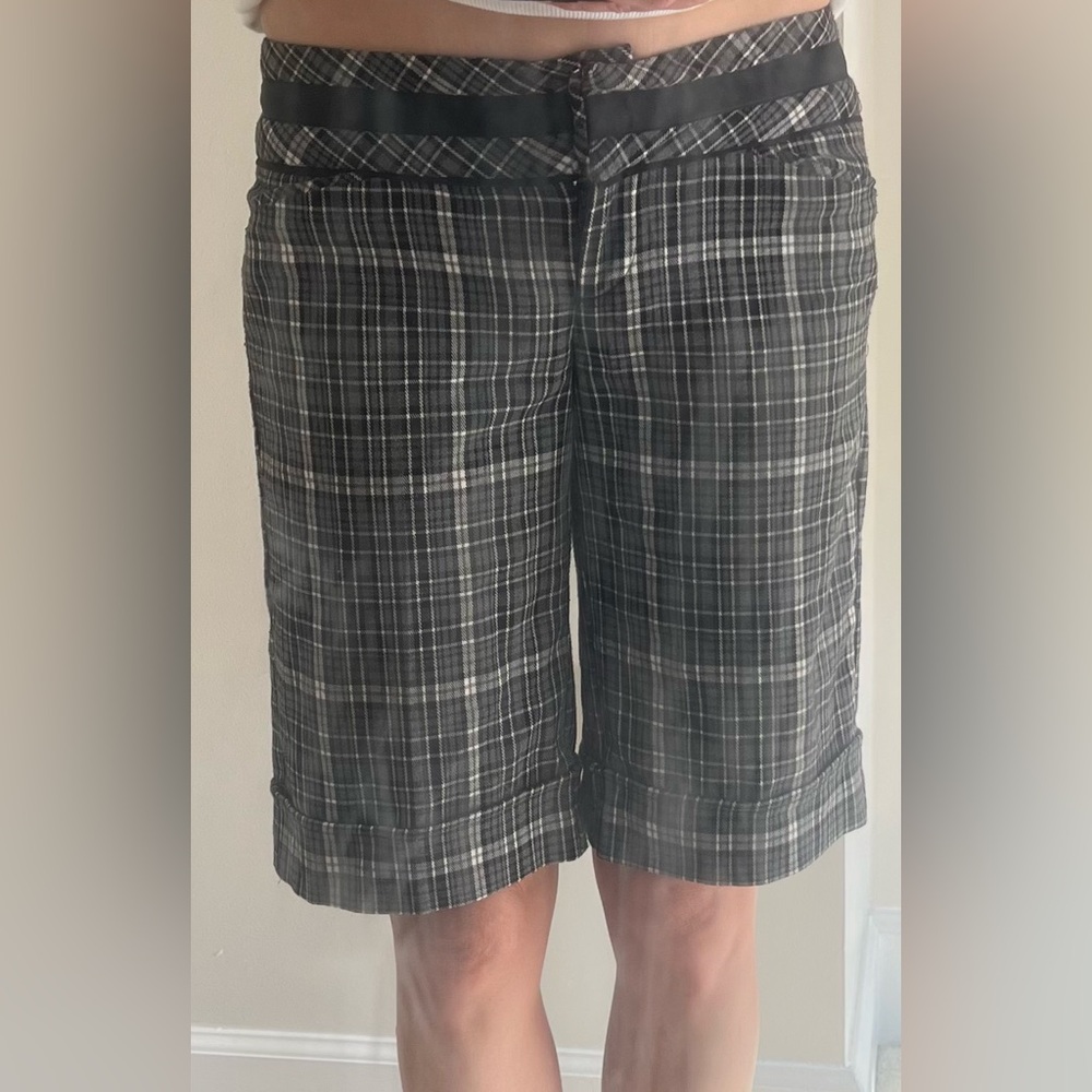 Black and White Bermuda Shorts with Tailored Fit